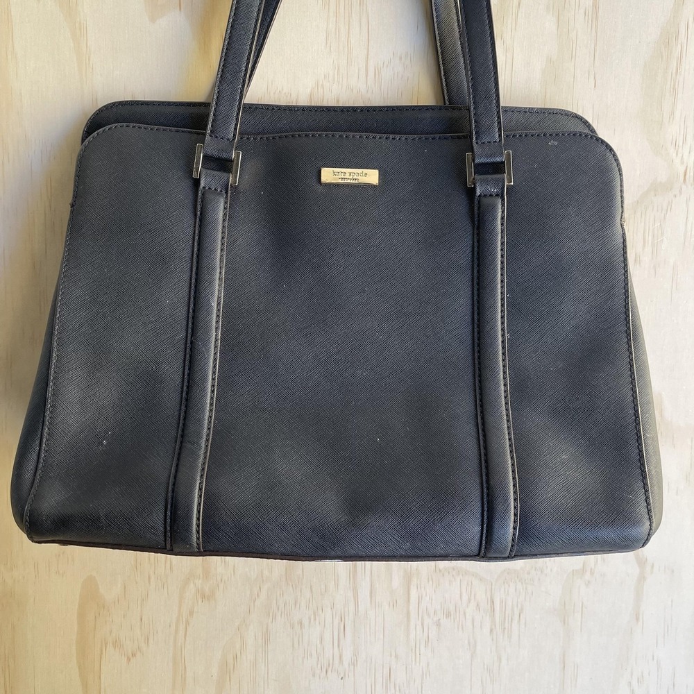 Kate Spade Tote Bag Womens Medium Black Leather Zip Top Shoulder Purse Classic